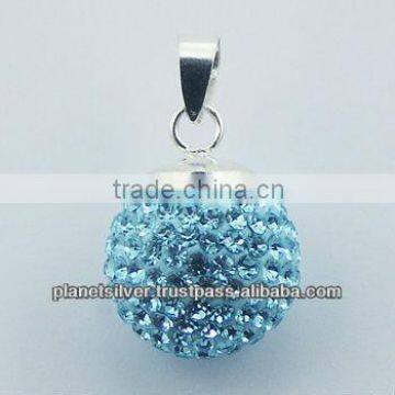 Light-Blue Crystal 925 Silver Pendant Ferido Molded Sphere