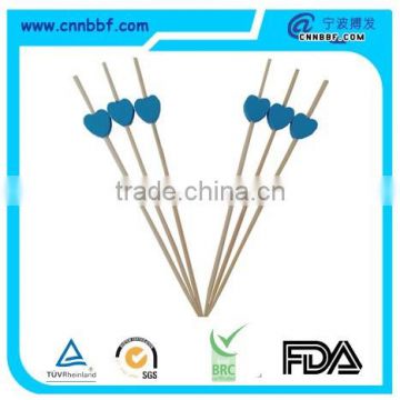 Disposable heart shape bamboo and wooden fruits stick