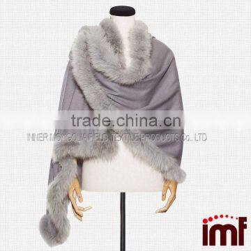 Cashmere And Fox Fur Trim Cape