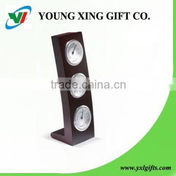 Promotion Gift Wooden Table Clock With Thermometer and Hygrometer