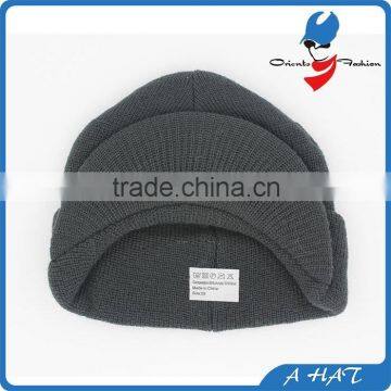 custom knit beanie with visor