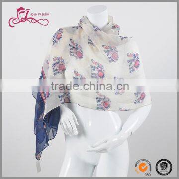 Elephant Printing Plain Jersey Cotton Muslim Long Scarf Hijab Scarf