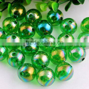 Dark Green AB Color 10MM to 20MM Stock Colorful Round Acrylic AB Effect Transparent Beads for Chunky Necklace Wholesaless