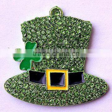 Fashion cheap Large wholesale alloy silver hat rhinestone pendants for kids jewelry making!