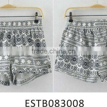 Ladies linen printed fashion casual short hot pants