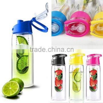 Water Bottle with Fruit Infuser and Carrying Handle 27 Ounce NO BPA