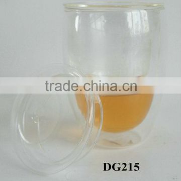 High-quality double wall glass cup with handle