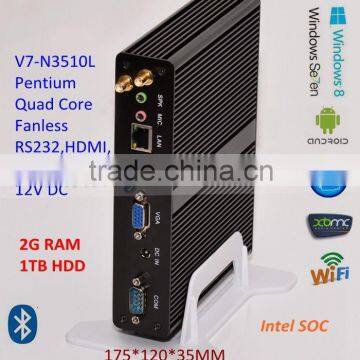 Factory desktop pc thin client linux fanless mini computer Quad Core Pentium N3510 New Arrival