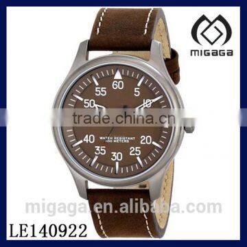 Fashion Sport Watch with Calendar leather Strap military /Expedition Military Field Brown Leather Strap Watch