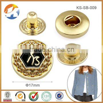 Gold Embossed Logo Push Clothes Snap Button