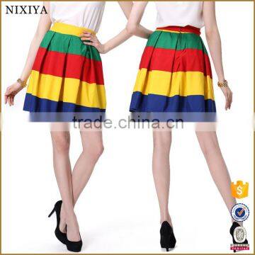 Latest designs big bottom color bar skirt for girls midi skirt