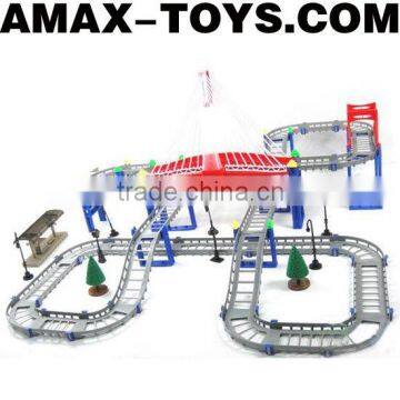 tra-1473602 electric track car 3 layers large electric powered track car with music and lights 159pcs