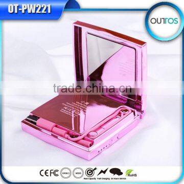 High quality metal case make up mirror power bank 6000mah                        
                                                Quality Choice