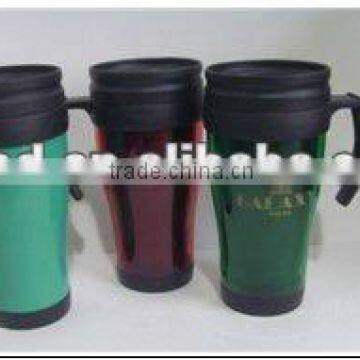 plastic double wall mugs with handles(BPA free)