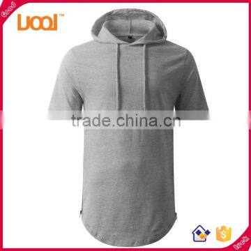 Mens Hip Hop Longline Pullover Short Sleeve Hoodie Shirt photo-3