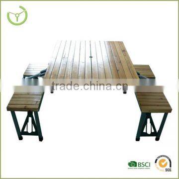 HL-T-09007 Picnic table with fir wood table top/solid wood furniture/outdoor camping table