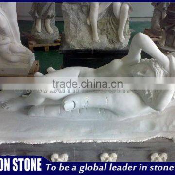 Classical nude girl white marble statue