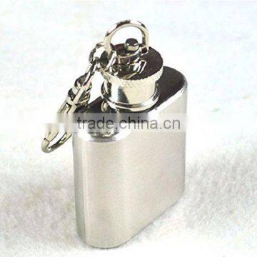 Fashion 1oz Mini Stainless Steel Hip Flask Flagon With Keychain