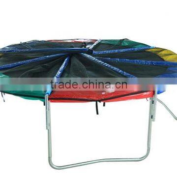 colourful 12ft folding outdoor trampoline with safety enclosure and ladder