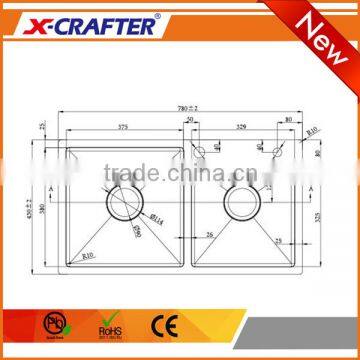 Double Bowl Style Without Faucet 4mm Thickness Kitchen Sink Designs photo-2