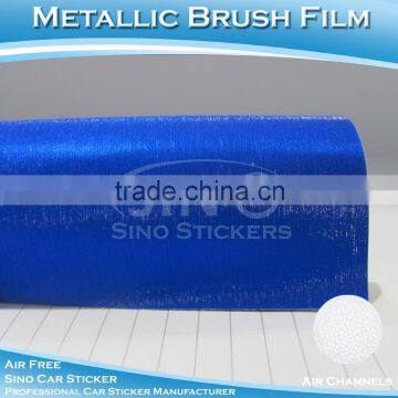 Air Free Metallic Chrome Brushed Blue Wrapping Adhesive Sticker for Motorcycle photo-3