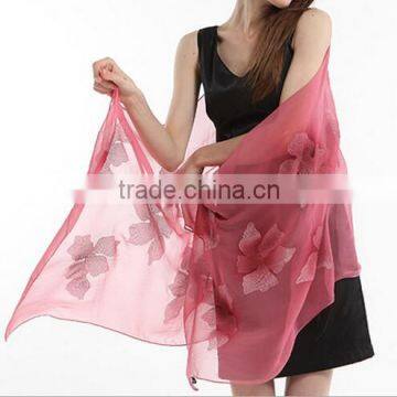 New embroidery design silk georgette scarf gradient tudung
