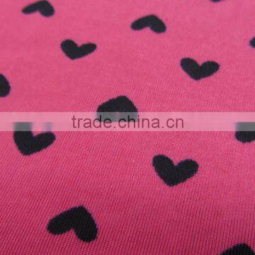 Rose Red Heart Polyester Print Lycra Swimwear Fabric photo-3