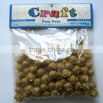 1/2inch x 100pcs Christmas Golden Tinsel pompoms