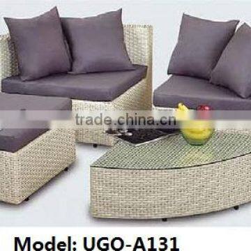 synthetic plastic rattan furniture UGO-A131 cheap UGO wicker sofa set