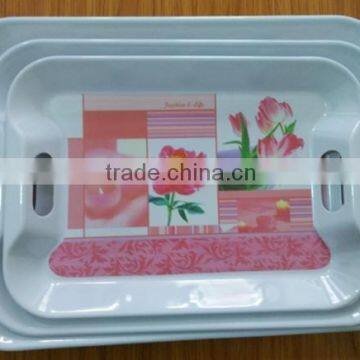 2016 fasional melamine tray with handle 3 size