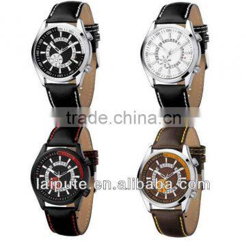 Fahion special unique design genuine real leather calendar watches