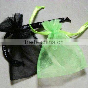 White Lace Drawstring Wedding Organza Bag White Organza Pouch photo-2