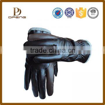 Good quality winter plain hand mens leather gloves