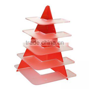 5 tiers red acrylic catering display stand, cake display rack, shoe eyewear jewelry display