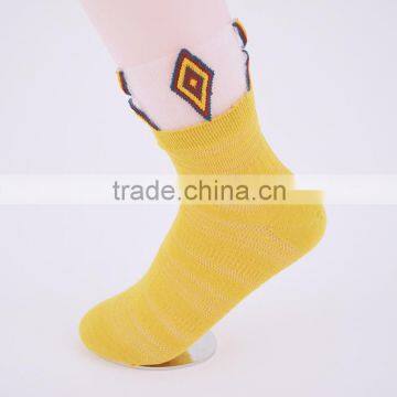 New design lady 200N fashion socks with see through ruffle welt