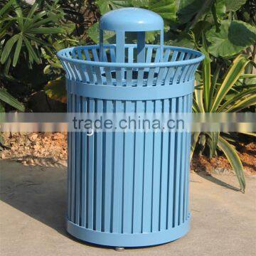 Powder coated steel outdoor litter bin metal outdoor waste bin