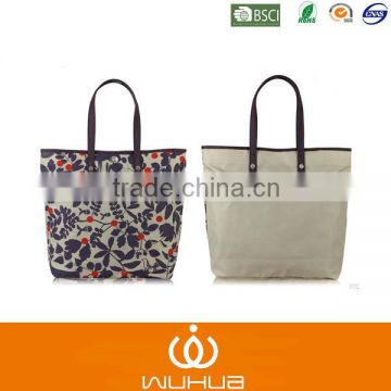 high quality good print simple design pu leather nylon bag