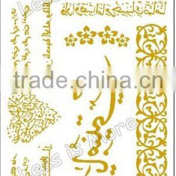 gold snowflake Dubai art tatoo sticker/Arabic metallic body tatoo