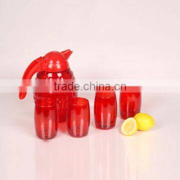 new design 5pcs red glass drinkware set
