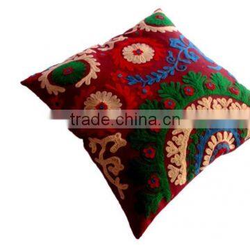 RTHCC-33 Traditional Arts Colorful Floral Designs Export Quality Jaipur Embroidery Cotton Suzani cushion covers Christmas