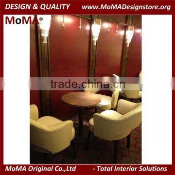 Fine Dining Restaurant Furniture Marble Top Wooden Round Restaurant Dinner Table photo-5