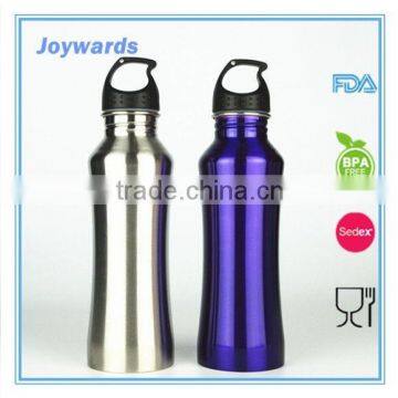 new product silver color stainless steel single wall water bottle