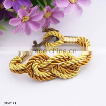 Handmade Braided Nylon Rope Bronzy Anchor Charm Bracelet For Wholesale photo-4