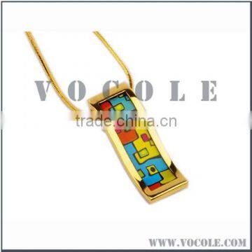 925 sterling silver figaro chain party jewelry enamel pendant Necklace