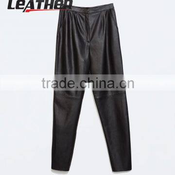 New Mens Women Red PU Faux Leather Jogger Quilted Zipper Pockets Drawstring Semi Drop Crotch Jogger Leather Pants photo-5
