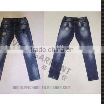 Wholesale Patchwork Grinding Jeans Men With Moustache