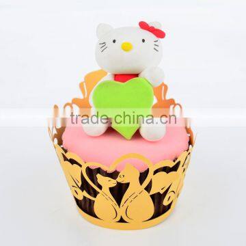 Laser cut shiny peal paper cupcake wrapper with customized designs