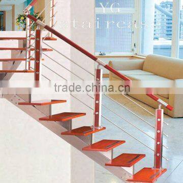 Straight glass wood stairs 9001-10