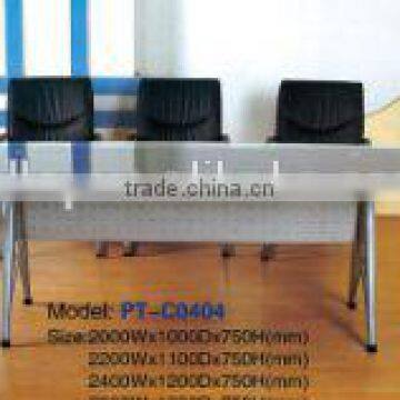 PT-C0404 Tempered Glass Top Conference Table Baking finish steel Frame Glass Top Conference Table