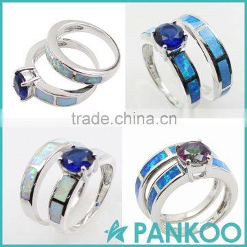 Pankoo Precious Stone Series Opal Sterling Silver for Engagement Unisex Ring